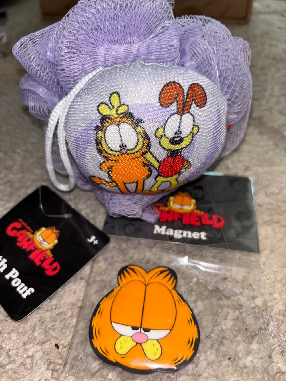 Garfield Lavender Bath Pouf with Magnet - Lavender